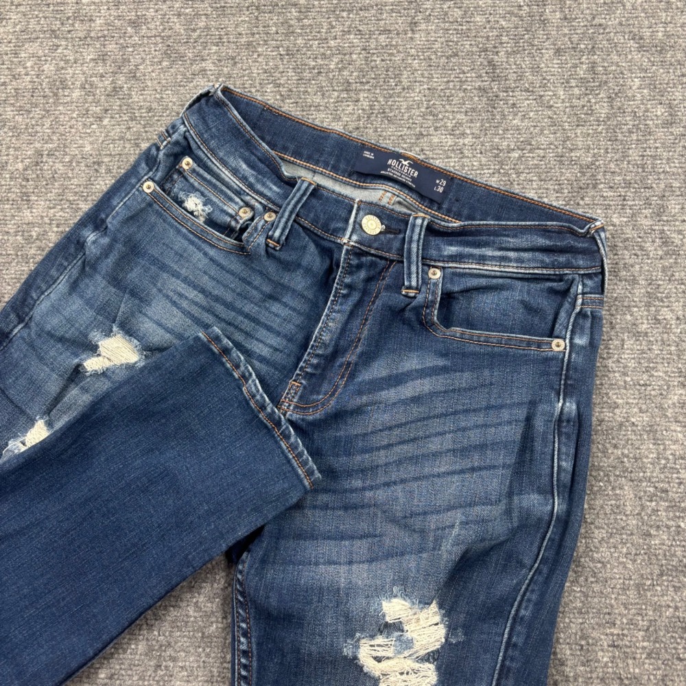 Hollister Stacked Skinny Jeans W29 L30 Blue Distressed Advanced Stretch Womens